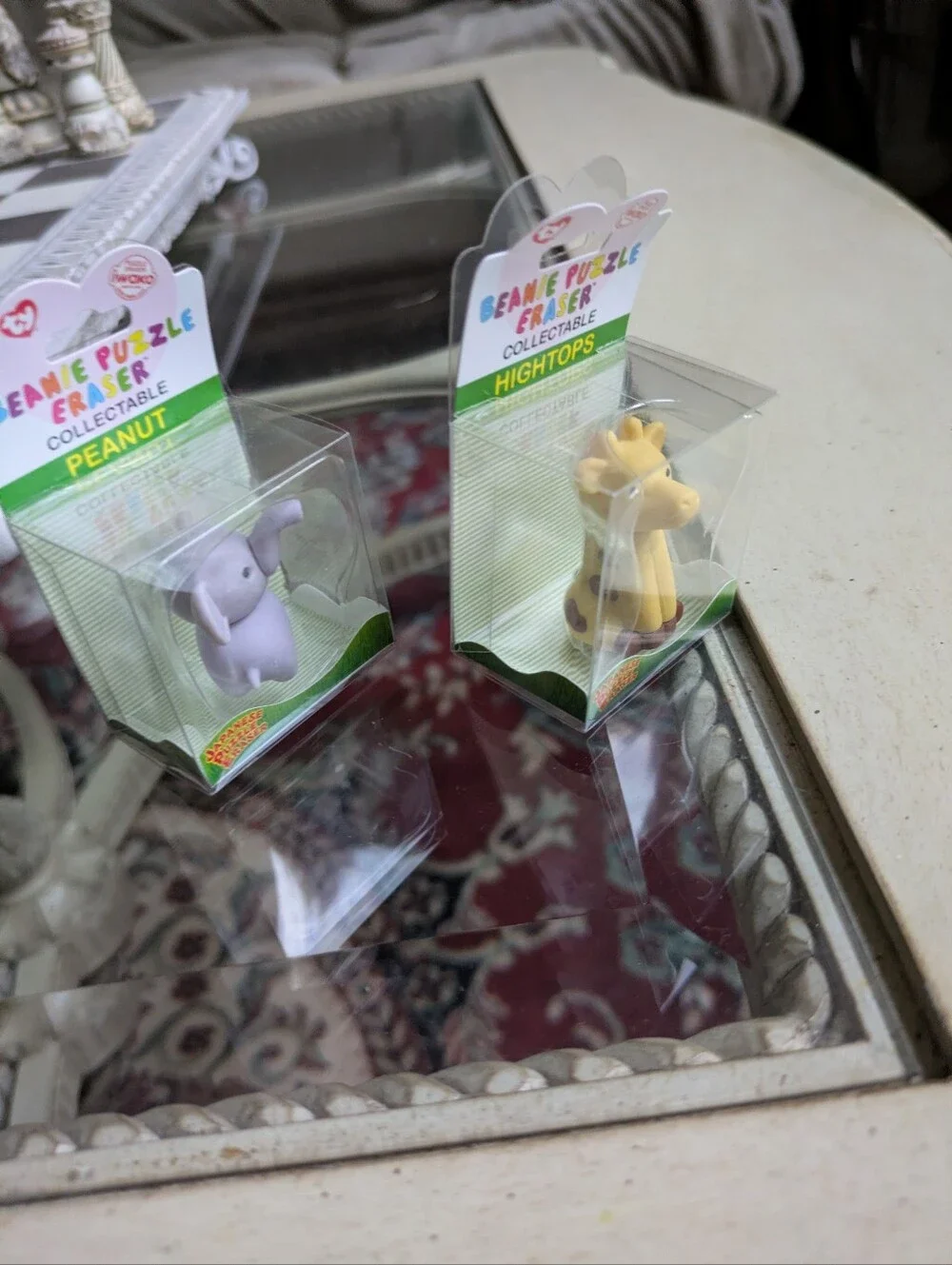 Ty Beanie Puzzle Eraser Collectable -Peanut Elephant & High Tops Giraffe